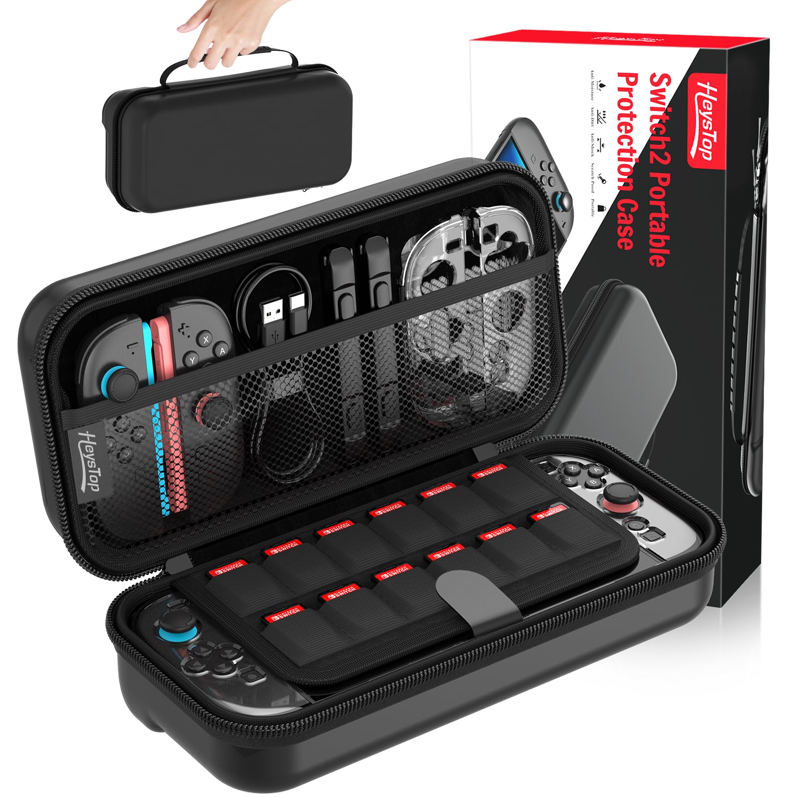 Photo 1 of HEYSTOP Switch 2 Case for Nintendo Switch 2 Console & Accessories, Switch 2 Carrying Case with 12 Game Card Slots, Portable Hard Shell Pouch Carrying Travel Game Bag for Switch 2 Accessories