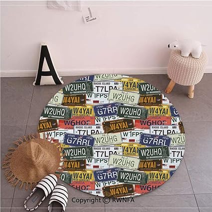 Amazon Com Custom Round Floor Mats Retro American Auto License