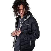A|X ARMANI EXCHANGE mens Hooded Quilted Down Milano/New York Logo Zip-up JacketJacket