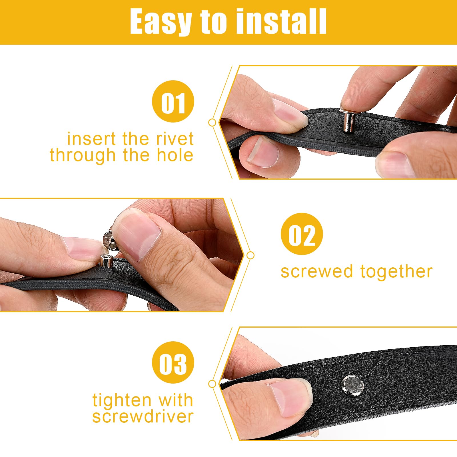 120sets Chicago Screws Kit, 6 Sizes Screw Rivets Silver Chicago Binding Screws for DIY Repair Leather Craft Belt Bag Shoes Purse Bookbinding (M5*4,5,6,8,10,12) (Silver)