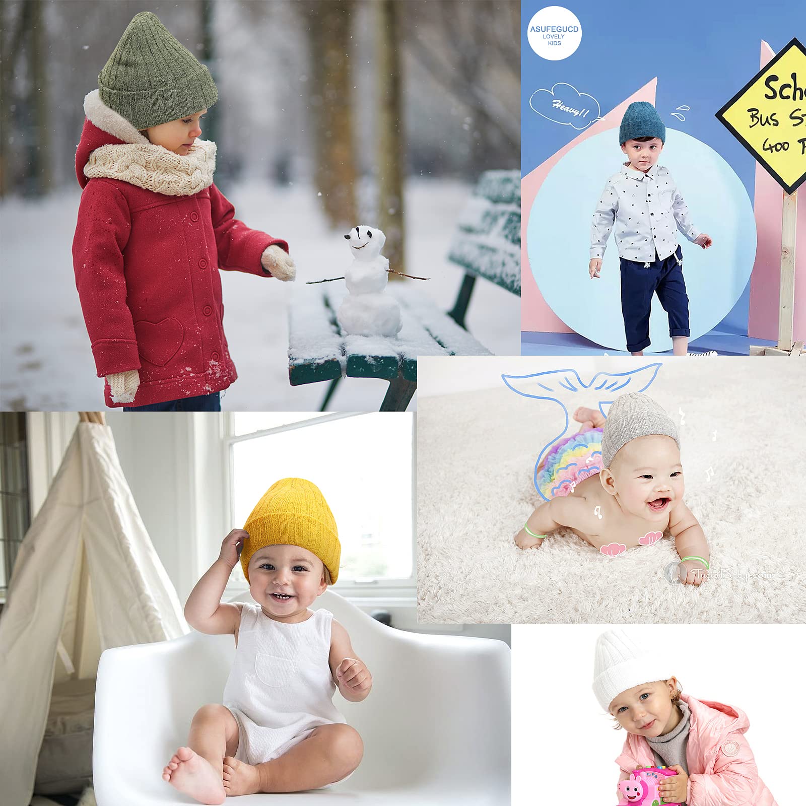 Asufegucd Newborn Baby Wool Hat Cap Turban Toddler Warm Hat Kids Baby Cap Set