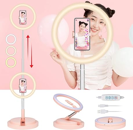 Amazon Ledリングライト 自撮りライト 撮影用ライト 折畳み式 自撮りライト スタンド一体式 11インチ 三色モード 10段階調光 3500k 6000k Usb給電 高さは31cm 168cm調整可能 収納省スペース 携帯便利 高輝度led 美容化粧 Youtube生放送 自撮り 広告用写真 ビデオ