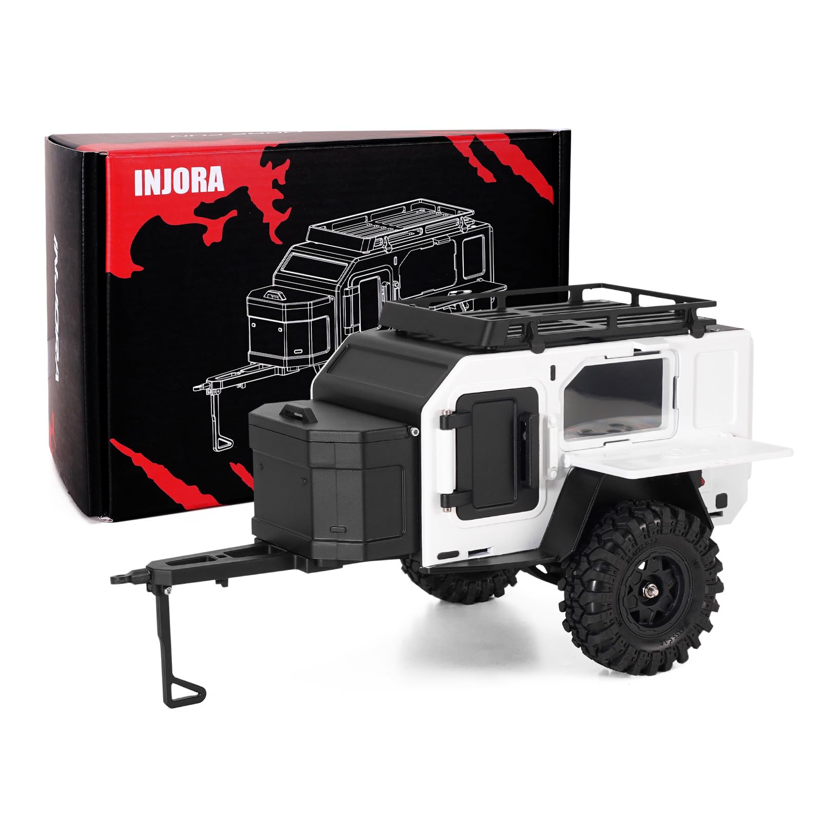 INJORA Off-Road Camping Trailer for TRX4M SCX24 1/18 1/24 RC Crawlers