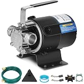 FLOWPAC Water Pump 1/10 HP 330 GPH 115V Water Transfer Pump Black | 6 Ft Suction Hose, 3/4" Ports, Spare Impeller Kit. Suitable for Garden, Lawn, Hot Tub, Aquarium, Rain Barrel Water Transfer