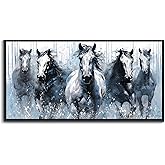 DUNHUANG ART Rustic Equine Gallop Canvas Wall Art - Stunning Horse Themed Decor for Living Room, Bedroom, Office - Horse Pictures Wall Decor 20"x40"