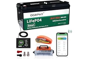 OGRPHY 36V Lithium Golf Cart Battery Conversion Kit, 200A BMS(1000A Peak Current), with Touch Monitor and Retention Strap, 4000+ Cycles 36V Lithium Battery with Charger Perfect for Golf Carts(102AH)