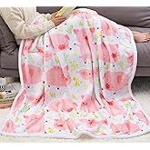 Zevrez Pig Blanket Super Soft Pink Pigs Blankets for Girls Cute Piggy Gift for Adults Pig Gifts for Girl Couch Bed Sofa Deco Blanket (Pink Pig, 48"x60")