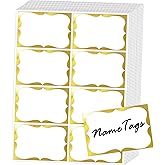 Gold Foil Name Tags Stickers, 3.5" x 2.25" Adhesive Sticky Name Tags Gift Labels for Class Union, Conference, Family Gatherings, 200PC (Gold)
