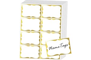 SALEMAR Gold Foil Name Tags Stickers, 3.5" x 2.25" Adhesive Sticky Name Tags Gift Labels for Class Union, Conference, Family Gatherings, 200PC (Gold)