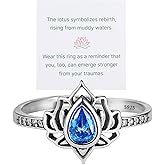 FK MY TRAUMA LOTUS RING, S925 Sterling Silver Lotus Flower Promise Rings Zircon Inlaid Begin Again Inspirational Ring Reminds You To Let Go of Your Trauma in a Playful Way No Mud No Lotus Ring Jewelry Gifts for Women Sisters