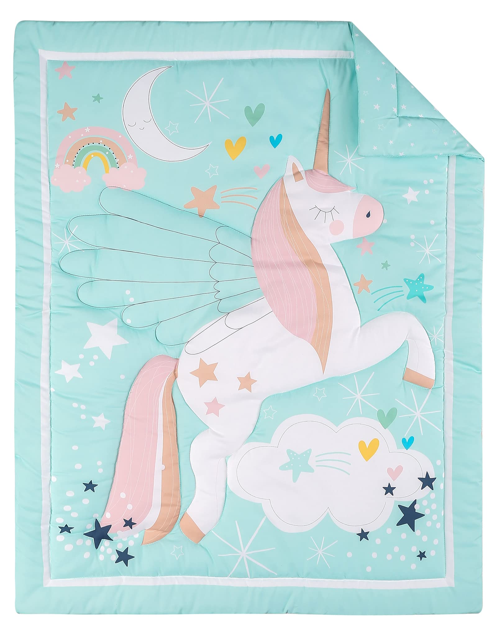 HMtideby Animal Themed Baby Toddler Blanket Quilt Cot Comforter Crib Baby Quilts for Boys and Girls Nursery Bed Throw Blanket 84x107cm, Mint Unicorn
