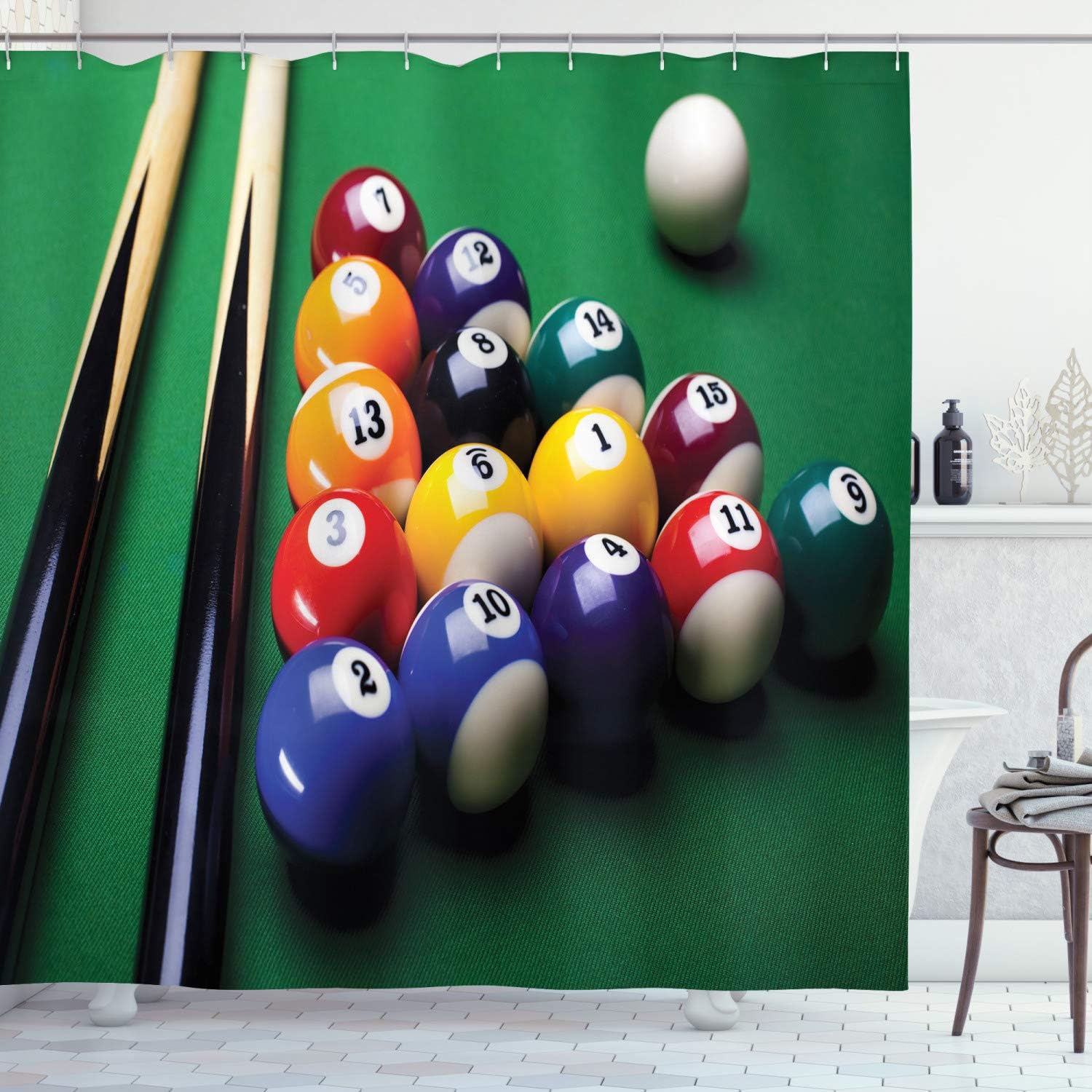 Ambesonne Manly Decor Collection, Billiard Pool Balls