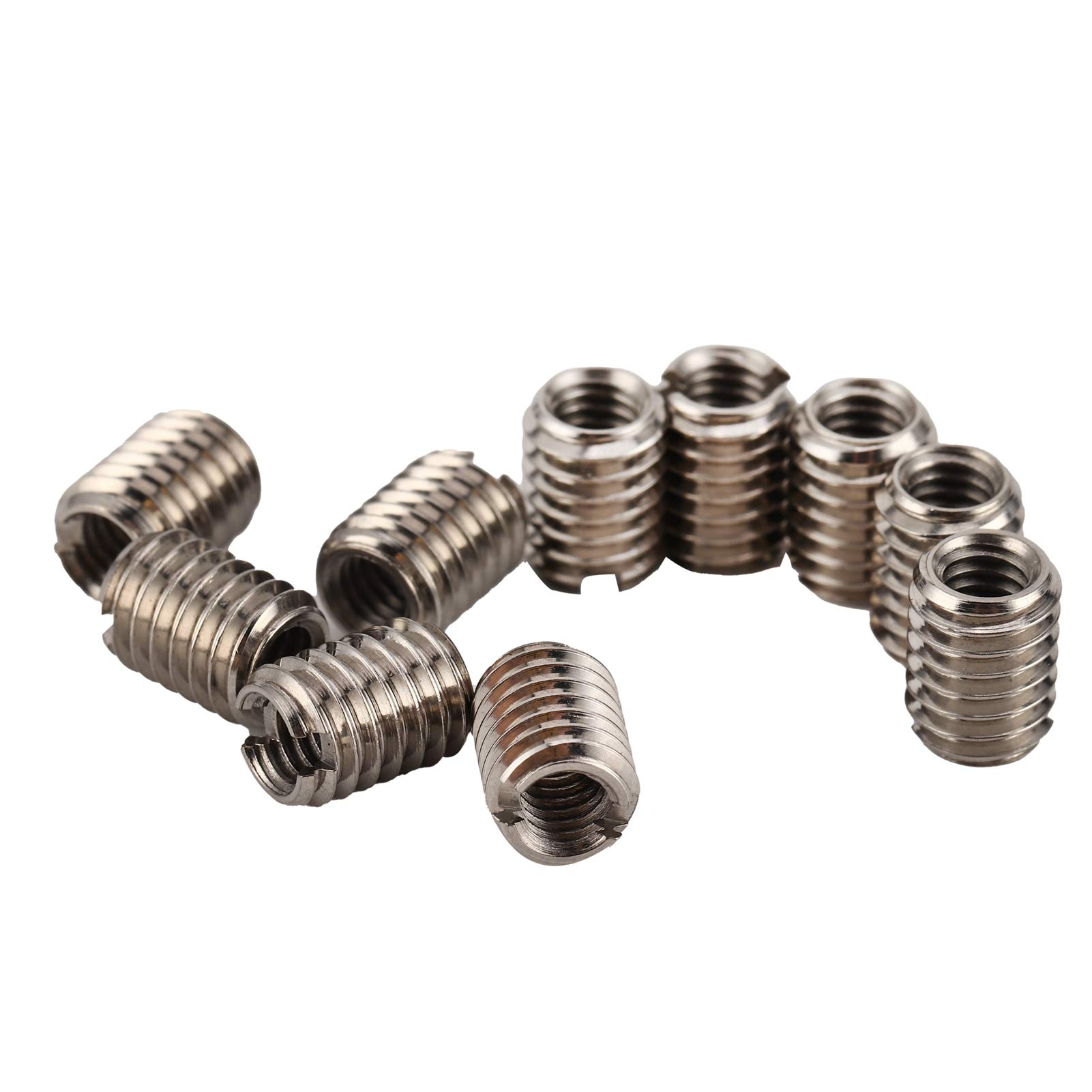 Pack Of 10pcs Slotted Thread Insert Nut, Stainless Steel Fasteners, M4x0.7mm/M6x1.0mm Thread, 8mm Length, Screw Sleeve Conversion Nut