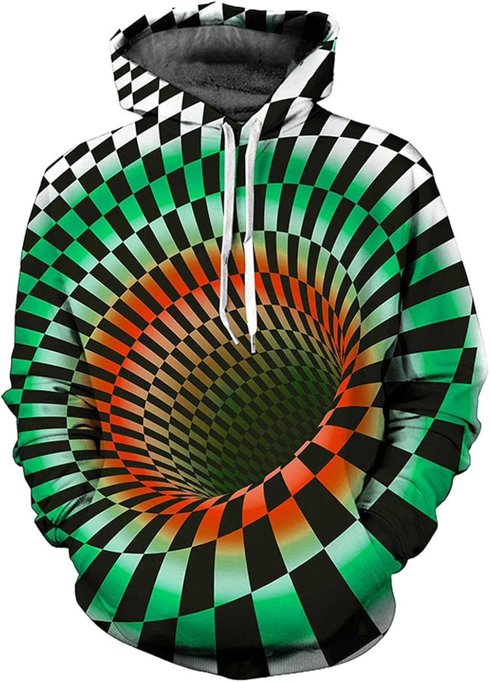 3d swirl checked print pullover hoodie