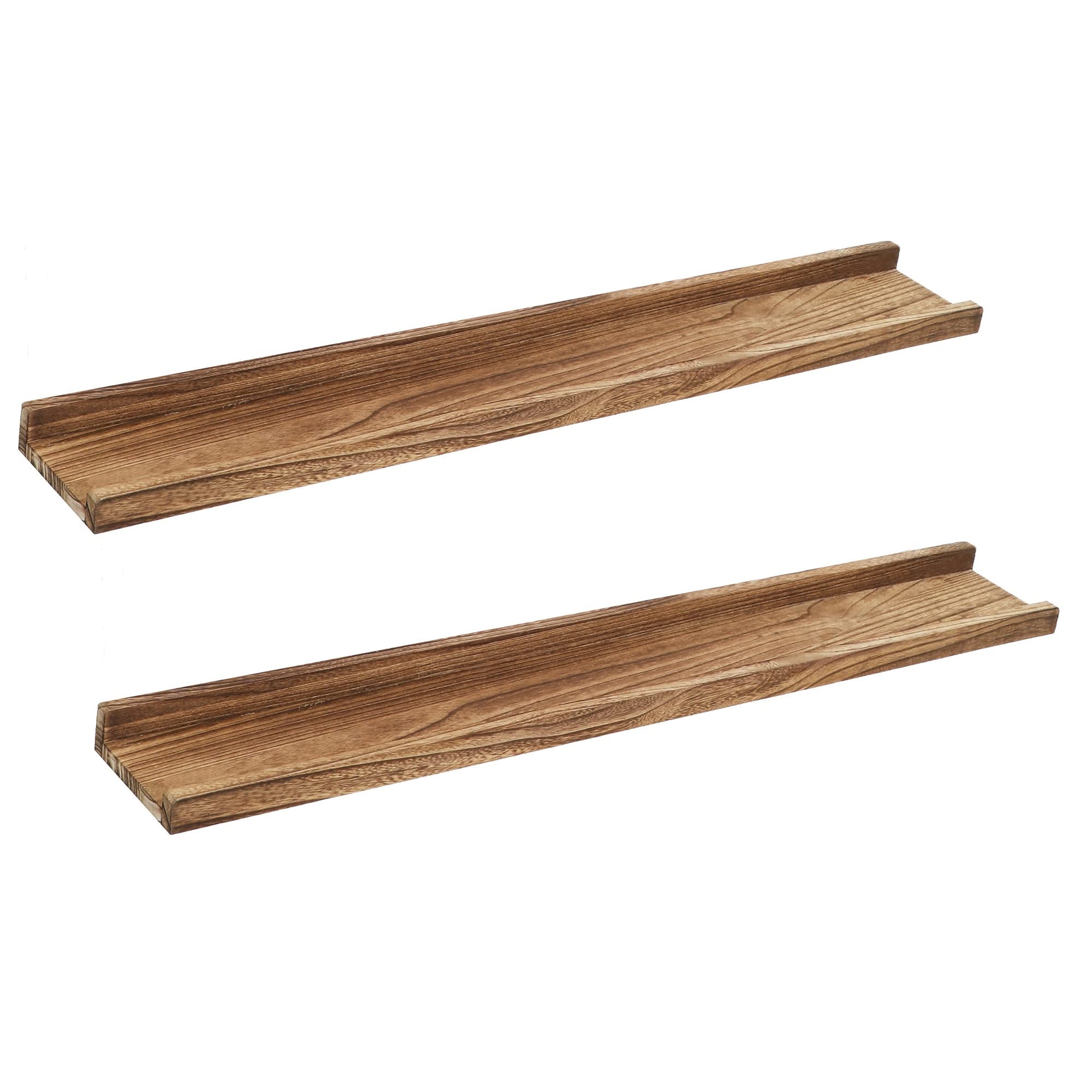 PHOENANCEE Solid Wood, 91.5cm Picture Ledge Shelf with lip design radiator shelf, Photo Shelf, Long Decorative Floating Picture Shelves For Living Room,Kitchen,Bedroom, Set of 2, Carbonized Black