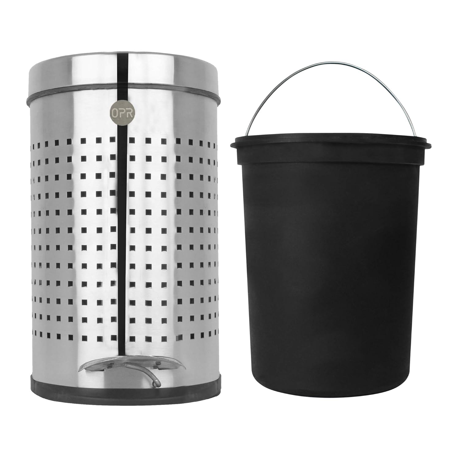 Buy OPR Stainless Steel Square Perforated Pedal Dustbin for Homes