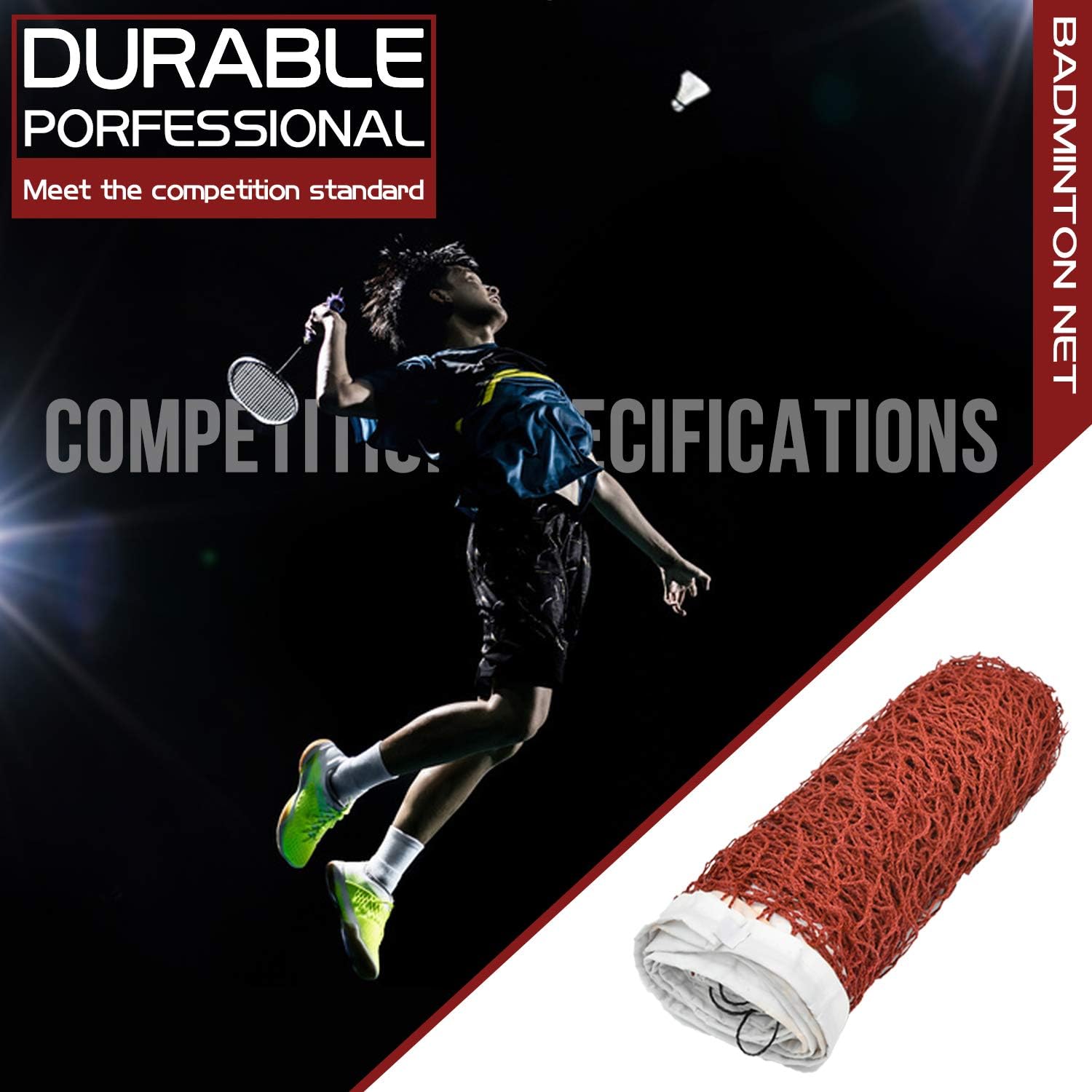 FC Portable Badminton Net with Carry Bag - 610 x 76 cm Replacement Professional Badminton Net for Indoor or Outdoor Sports, Garden, Schoolyard, Backyard, Without Frame (Nylon Braided Mesh in Red) : Sports & Outdoors