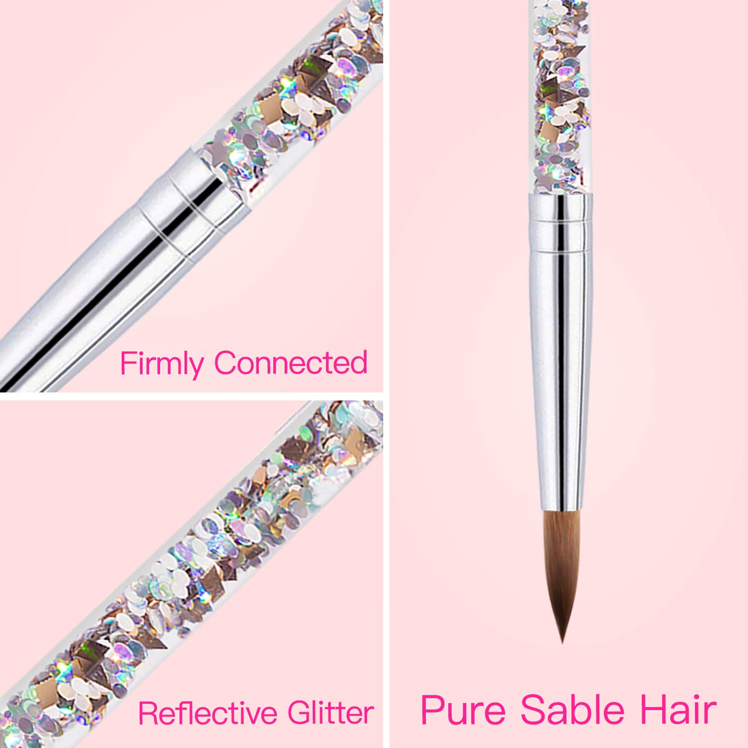 Beetles Acrylic Nail Brush Pure Kolinsky Hair Bristles Acrylic Nails Oval Crimped Shaped Nail Art Brush for Acrylic Powder and Poly Nail Extension Gel Manicure #8: Beauty