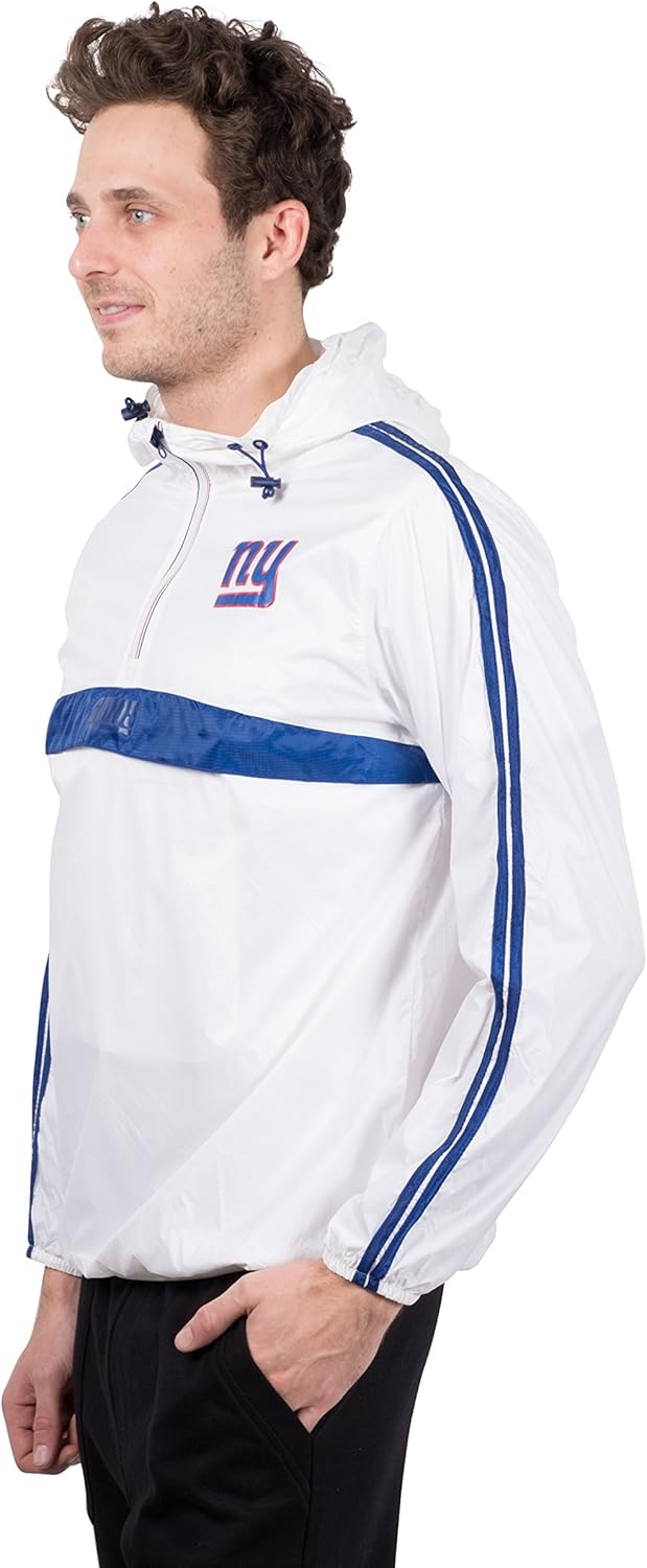 Ultra Game NFL Men's Quarter Zip Pullover Hoodie Packable Windbreaker Jacket : Clothing