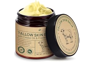 Beef Tallow Balm with Castor Oil & Frankincense | Nourishing Skin Cream | Multi-Purpose Face & Body Moisturizer | 100% Grass-