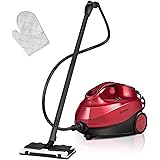 COSTWAY 2000W Multipurpose Steam Cleaner with 19 Accessories, Household Steamer with 1.5L Tank for Cleaning, Heavy Duty Rolli