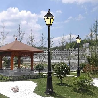 Modeen Im Freien Impragniern Hohen Pfosten Beleuchtet Strassenlaterne Antike Victoria Glasaluminiumlaterne Garten Landhaus Stehlampe Led Die Art Rasen Wiesen Landschaft E27 Dekoration Spalten Lampe Amazon De Beleuchtung