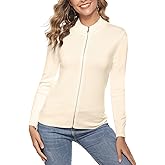Youngull Zip Front Jacket for Women Casual Lightweight Cardigan Zip Up Sweater Tops Long Sleeve Knitted Sweatshirts