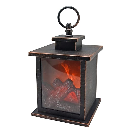 YAKii 7" H Fireplace Lantern with 6 Hours Timer Battery