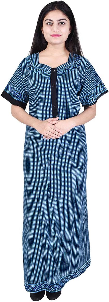 Women's Full Length Cotton Nighty (MAX_039, Multicolour, Free Size)
