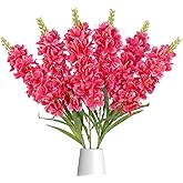 IPOPU 6PCS Delphinium Artificial Flowers 39" Realistic Faux Hyacinth Long Stem Delphinium Silk Flowers for Tall Vase Filling Wedding Centerpieces Home Decor (Rose Red)