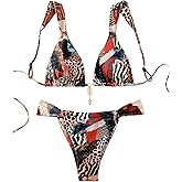 RoseSeek Women's 2 Piece Leopard Floral Bathing Suit Wireless Triangle Swimsuit High Waisted Bikini Sets