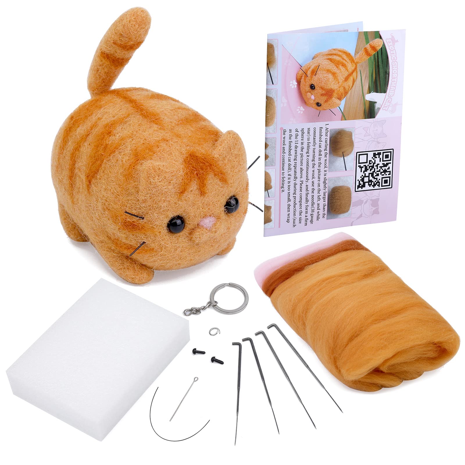 luokefe Needle Felting Kits with Instruction, Felting Supplies Kits with Tools, Animals DIY Set with Foam Mat for Handcraft Project Beginners
