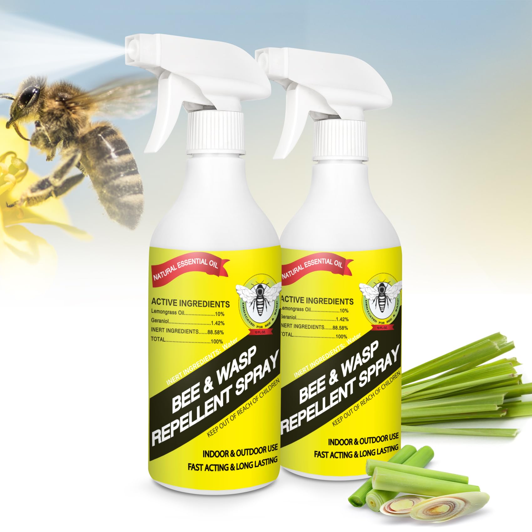 Photo 1 of 20 oz Wasp & Bee Repellent Outdoor Spray with Natural Essential Oils, Hornet & Yellow Jacket Killer Spray for Patio, Garden and Outdoor Areas