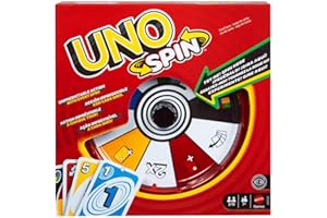 Mattel Games UNO Spin Card Game for Kid, Adult & Family Nights, Classic Play with Toy Spinner, New Challenges & Rules, Rainy 