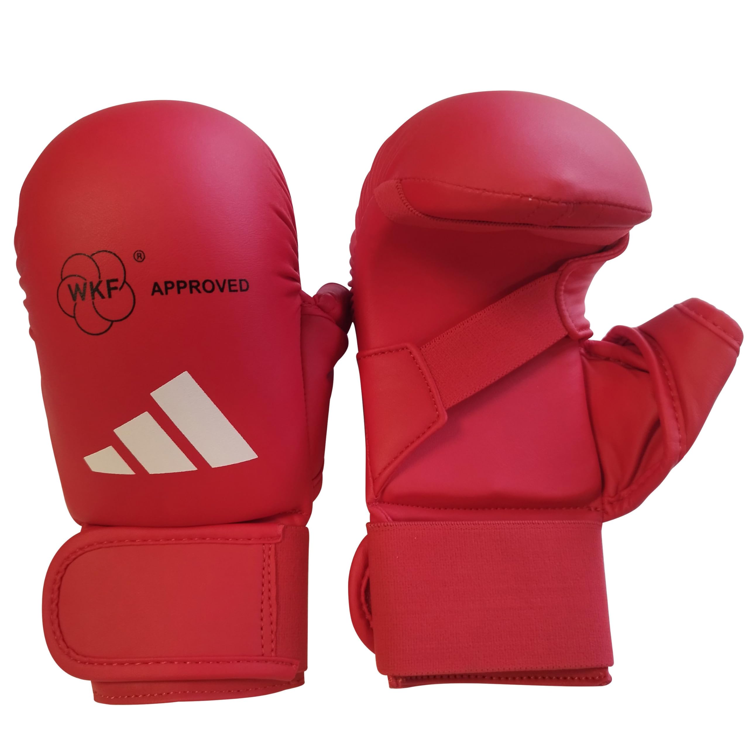adidas WKF Karate Mitts with Thumb - Large, Red - Foam Padding, Secure Elastic Closing, Lightweight Training & Sparring Gloves for Karate