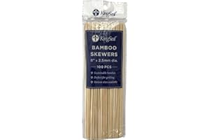 1600 Count | KingSeal Natural Bamboo Wood Grilling Skewers, 8 Inches x 2.5mm Diamter, for Shish Kebabs, BBQ, and Fruit Arrangements, Bulk Pack - 16 Packs x 100 Skewers