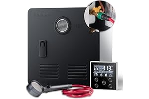 Ranein 65,000 BTU RV Tankless Water Heater, 9,800ft High Altitude Available, 12V, CSA Certificated, with Black Door, External Shower and Multi-function Controlle, On Demand Instant Hot Water Heater