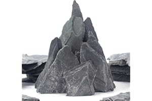 CFKJ [18 Pounds] Natural Slate Stone Rocks, 5 to 7 inch Slate Stone Rocks for Aquascaping, Aquariums, Terrariums, Amphibian Enclosures