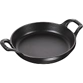 Staub Cast Iron 4.5-inch Mini Round Gratin Baking Dish - Matte Black, Made in France