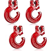 Therwen 4 Pack 5/16" G80 Logging Chain Choker Hook Slip Metal Log Hook with 2 Tons 4400lbs Working Load Limit, Red