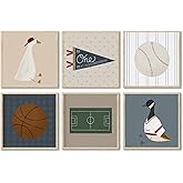Boys Wall Art Boys Room Sports Art Wall Decor Pictures Toddler Poster Baseball Print Children's Room Painting Artwork Goose for Nursery Home School decoration 16X16in