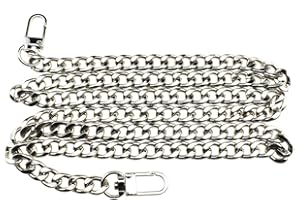 HAHIYO Purse Chain Strap Length 55.1 inches Bright Silver for Shoulder Cross Body Sling Purse Handbag Clutch Replacement Strap Comfortable Flat 0.4” Wide Enough 2.4mm Extra Thick Metal Strap 1 Pack