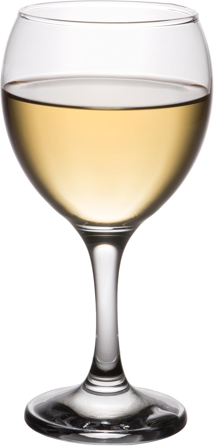 Classic Crystal Clear Stemmed White Wine Glass, 8 Ounce - Set of 4