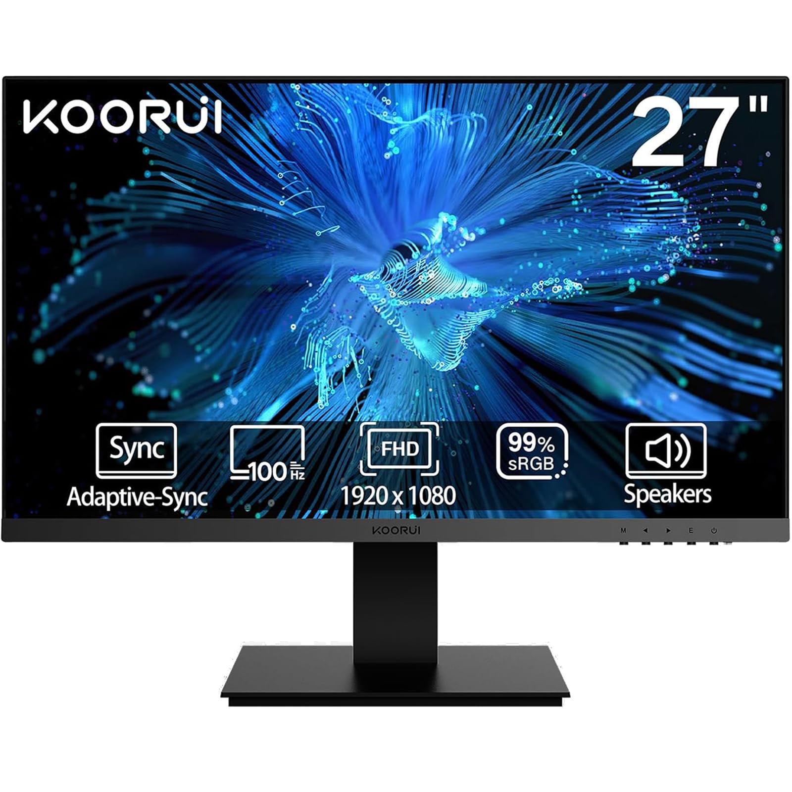 Photo 1 of KOORUI Computer Monitor 27 Inch, 100Hz FHD Gaming Monitor with Built-in Speakers, 5ms Response/Ultra-Slim/Tilt/VESA for Office and Game, HDMI, VGA