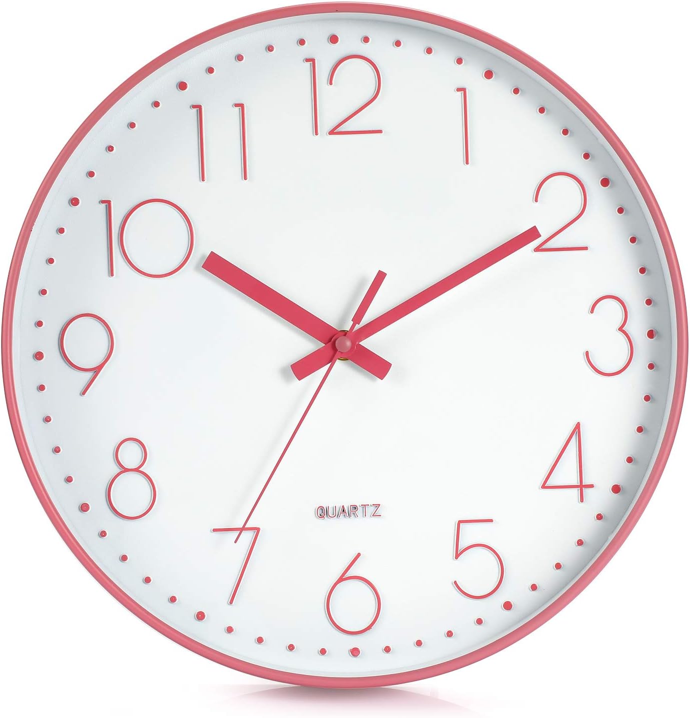 Genbaly Modern Wall Clock, Non Ticking Quality Quartz Battery Operated 12 Inch Round Easy to Read Home/Office/School Clock: Home & Kitchen