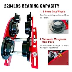 Manual Trolley for I-Beam 2200lbs with Heavy Duty 6