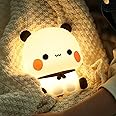 Cute Panda Lamp, Cute Bear Night Light, Novelty Animal Touch Light Lamp, 3 Modes Dimmable Bu-bu Du-du LED Squishy Night Light Decor for Baby Nursery, Toddler Boy, Room Decor (White)