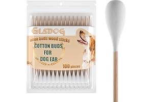 GLADOG 6 Inch Professional Large Cotton Buds for Dogs, Specially Designed Dog Cotton Buds with Wood Handle, Large Means Safe