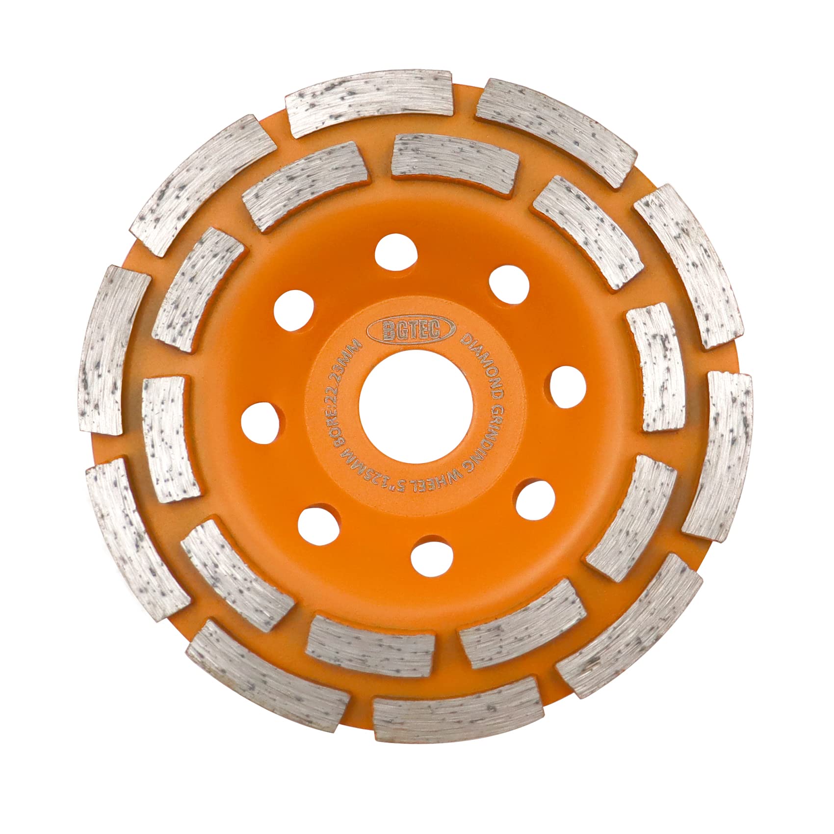 BGTEC Diamond Concrete Grinding Wheel, 125MM/5Inch Double Row 20-Segments Cup Surface Grinding Disc for Angle Grinder, Polishing and Cleaning Granite Marble Masonry Stone