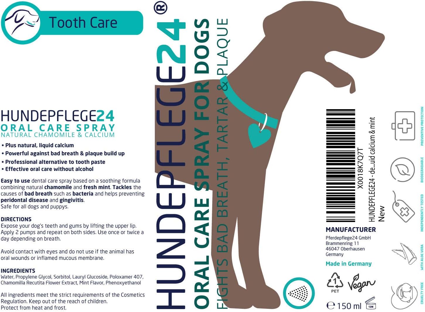 Hundepflege24 Dog Dental Care Spray, Healthy, clean, strong teeth & gums + fresh breath for dogs - Image 4